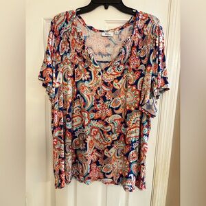 Kim Rogers Multicolor Paisley woman’s  Blouse 1x